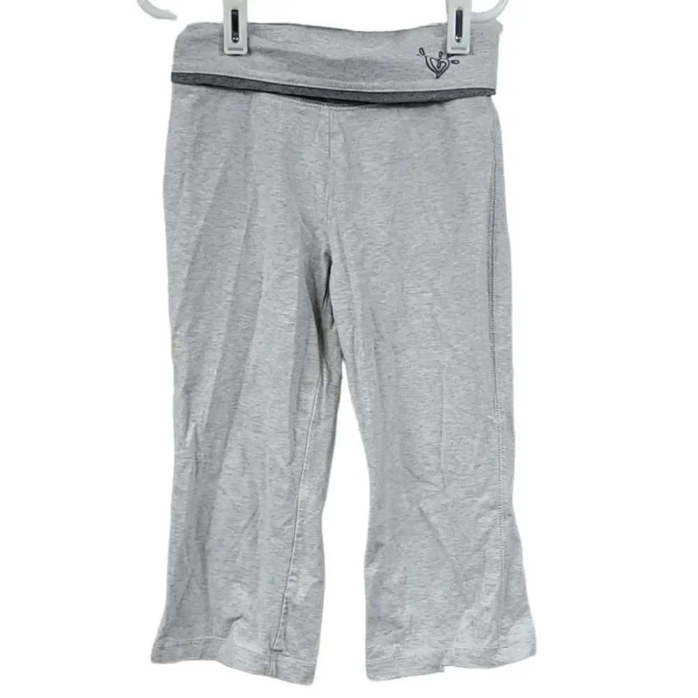 Justice Girls 7 Heather Gray Stretchy Fold waist Casual Knit Pants Straight Leg